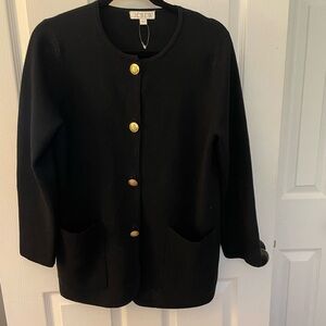 J. Crew Black Blazer Cardigan Jacket with Gold Buttons